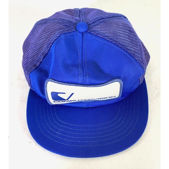 Computervision Baseball Cap Vtg Hat S/M Mens Blue White Adjustable Strap Mesh - Picture 2 of 9